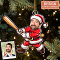Personalized Santa Claus Basketball Acrylic Ornament - Christmas Gift Idea - Upload Photo