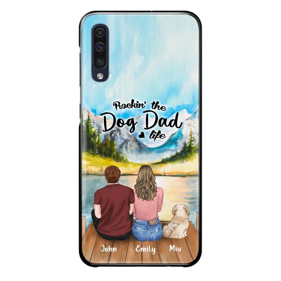 Custom Personalized Pet Parents Phone Case - Parents & Upto 3 Pets - Gifts For Dog Lovers,Cat Lovers - Rockin' The Dog Dad Life