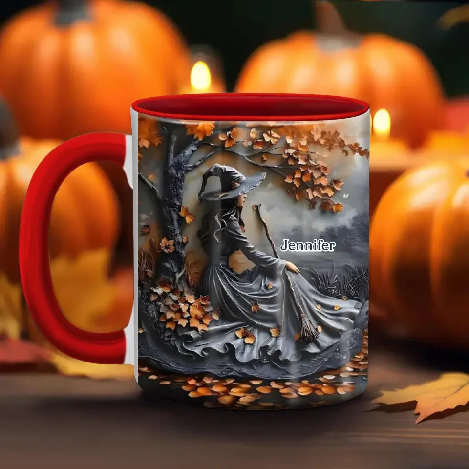 Personalized Witch Broom Coffee Mug - Halloween/Birthday Gift Idea For Yourself, Women, Witch Lovers