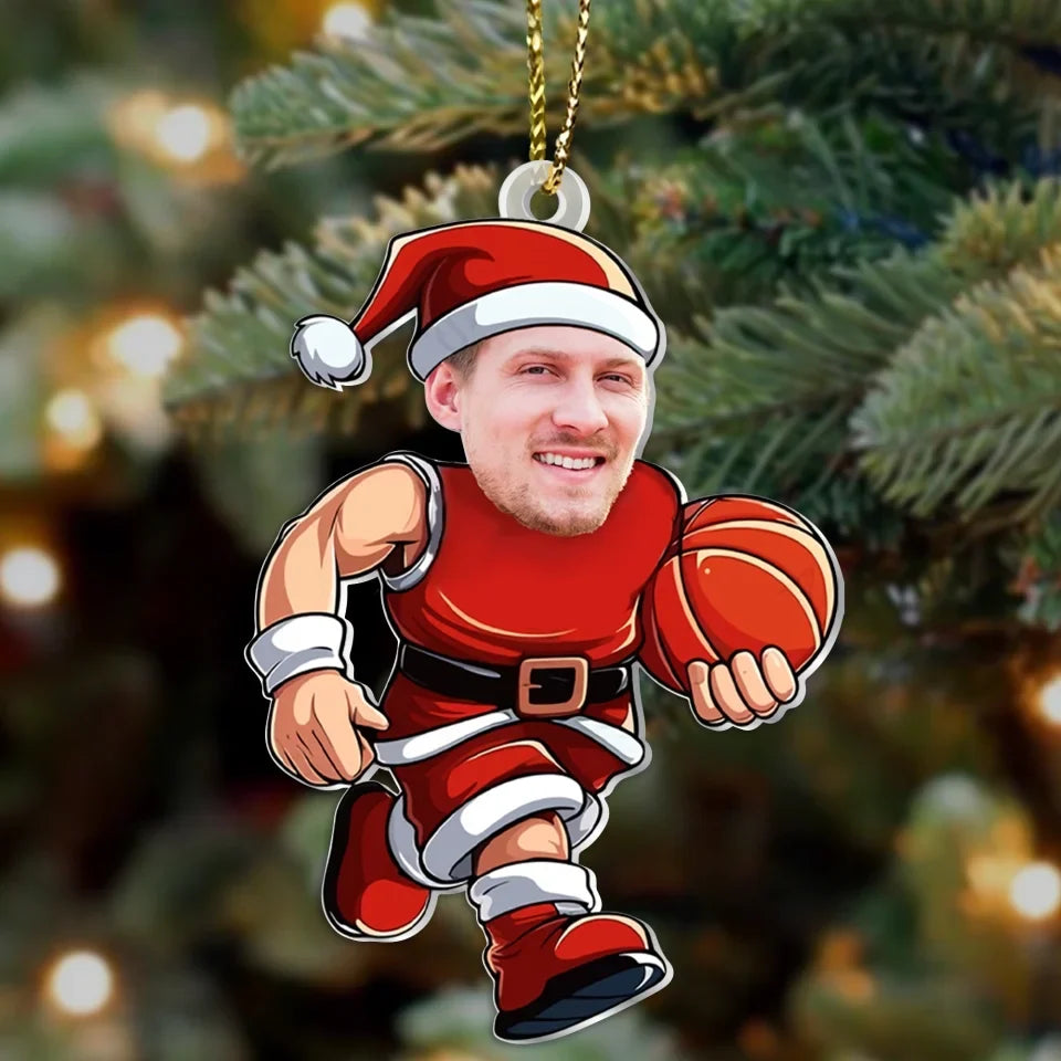 Personalized Santa Claus Basketball Acrylic Ornament - Christmas Gift Idea For Man, Father, Friend