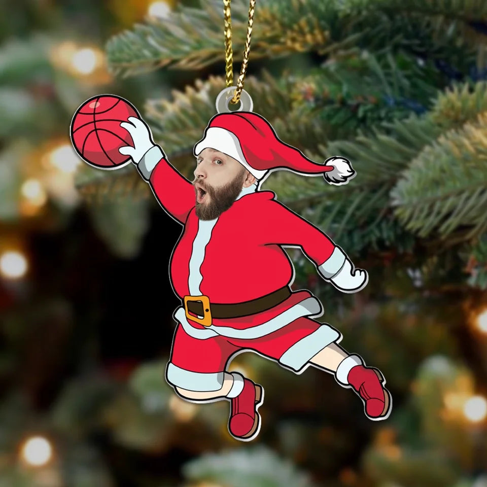 Personalized Santa Claus Basketball Acrylic Ornament - Christmas Gift Idea For Man, Father, Friend