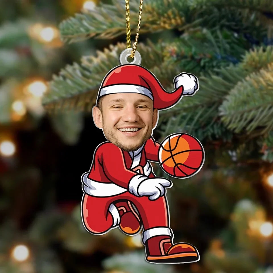 Personalized Santa Claus Basketball Acrylic Ornament - Christmas Gift Idea For Man, Father, Friend