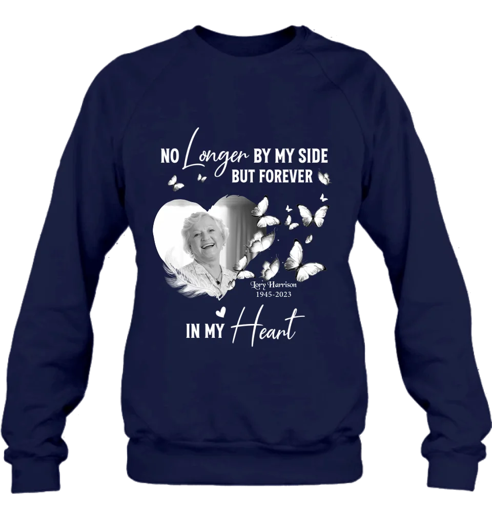 Personalized Memorial Photo Shirt/Hoodie - Memorial Gift Idea for Loss Mom/Dad - No Longer By My Side But Forever In My Heart