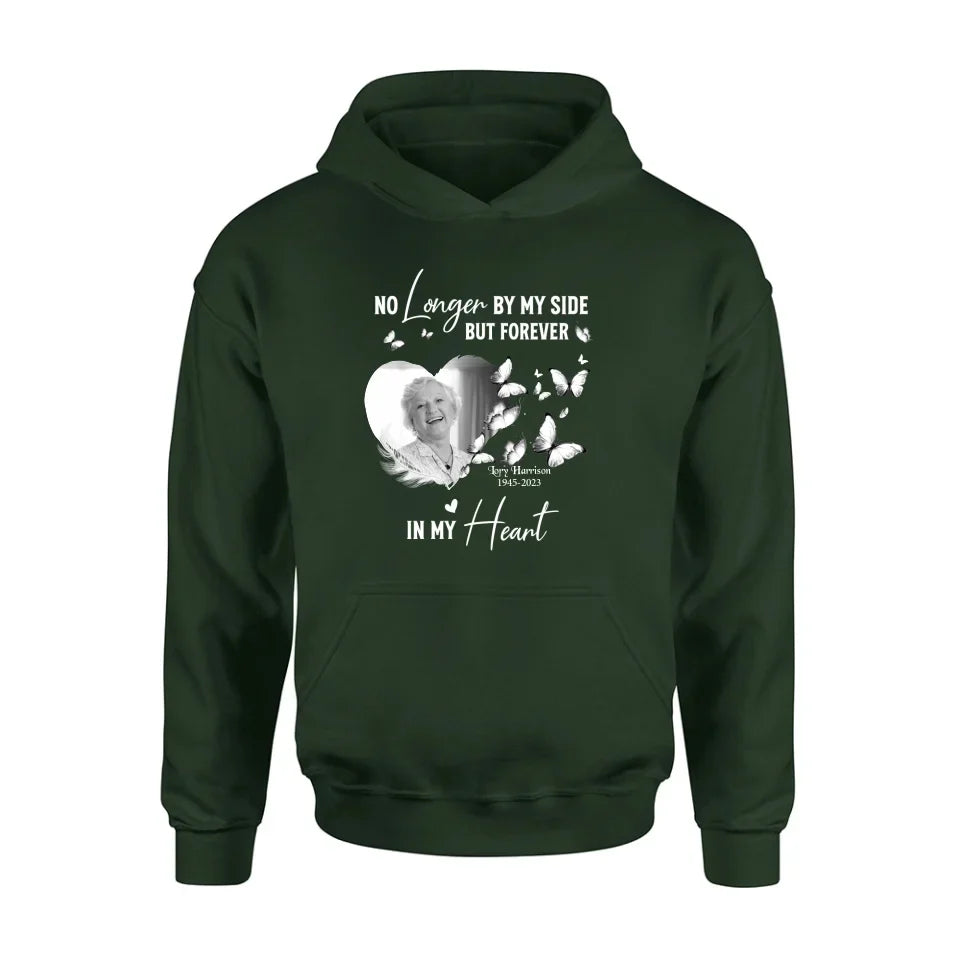 Personalized Memorial Photo Shirt/Hoodie - Memorial Gift Idea for Loss Mom/Dad - No Longer By My Side But Forever In My Heart