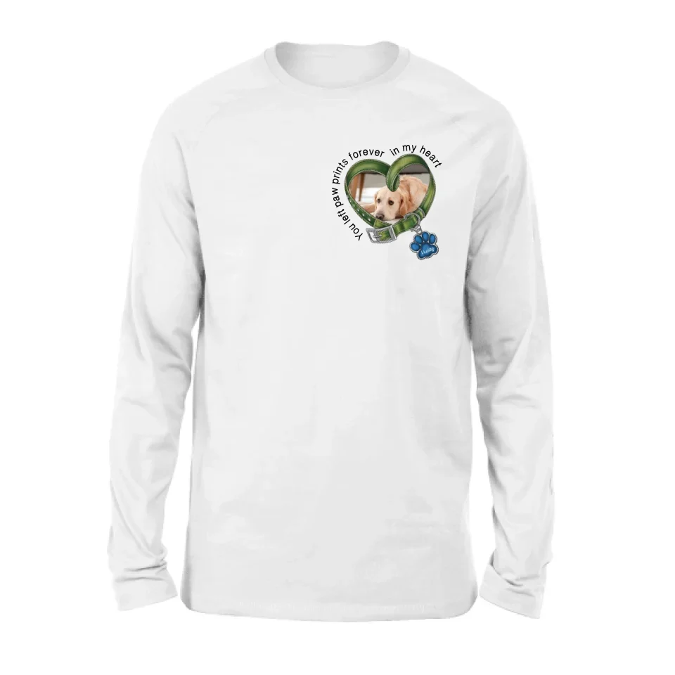 Personalized Dog Photo Shirt/Hoodie - Upload Photo - Gift Idea For Dog Lover/Mother's Day/Father's Day - You Left Paw Prints Forever In My Heart