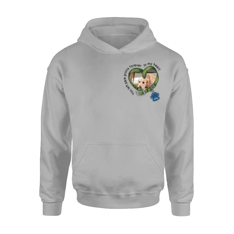 Personalized Dog Photo Shirt/Hoodie - Upload Photo - Gift Idea For Dog Lover/Mother's Day/Father's Day - You Left Paw Prints Forever In My Heart