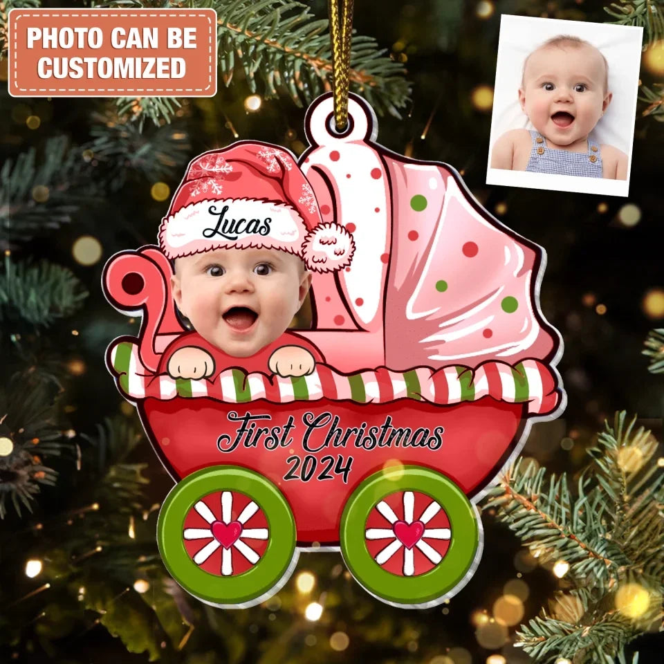 Personalized Baby's First Christmas Acrylic Ornament - Custom Gift For Baby - Upload Photo