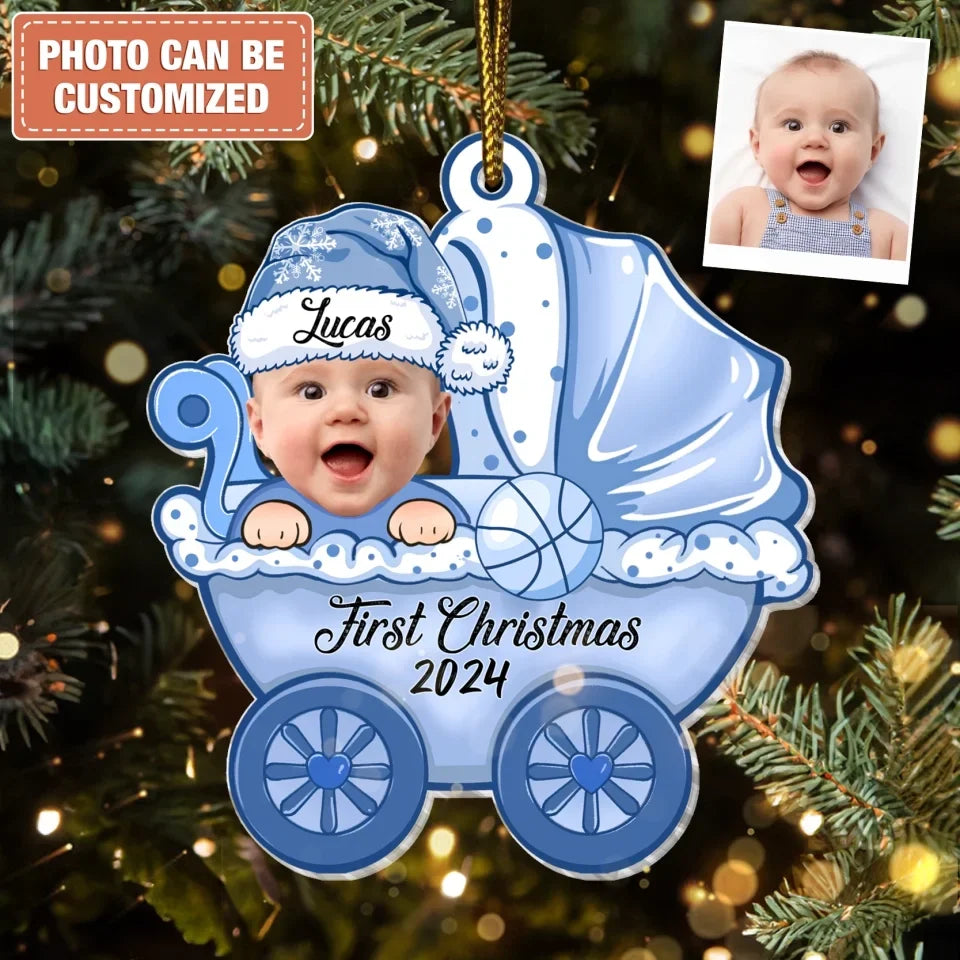 Personalized Baby's First Christmas Acrylic Ornament - Custom Gift For Baby - Upload Photo