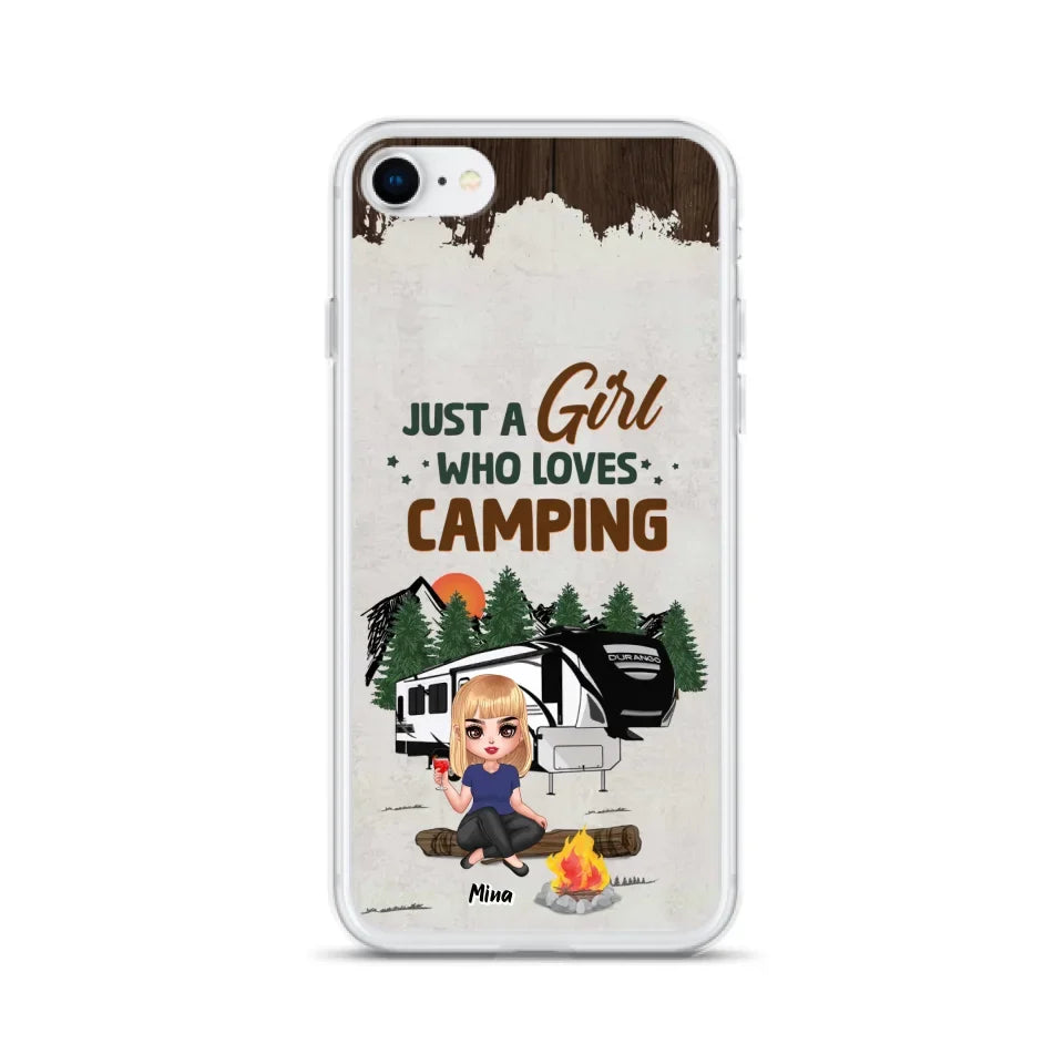 Custom Personalized Camping Girl Phone Case - Gift Idea For Camping Lover/ Mother's Day Gift - Just A Girl Who Loves Camping - Case For iPhone And Samsung