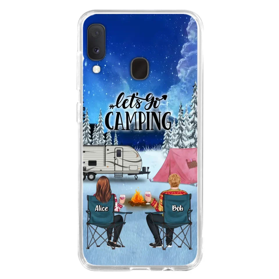 Personalized Christmas Camping Phone Case - Christmas Gift For Family/Couple/Camping Lover - Up to 2 Kids and 3 Pets - Let's Go Camping - Case For iPhone And Samsung