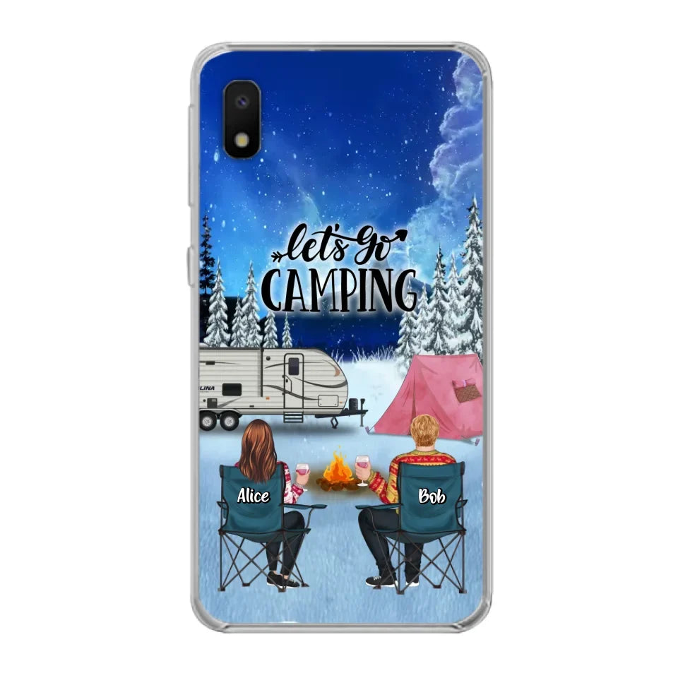 Personalized Christmas Camping Phone Case - Christmas Gift For Family/Couple/Camping Lover - Up to 2 Kids and 3 Pets - Let's Go Camping - Case For iPhone And Samsung