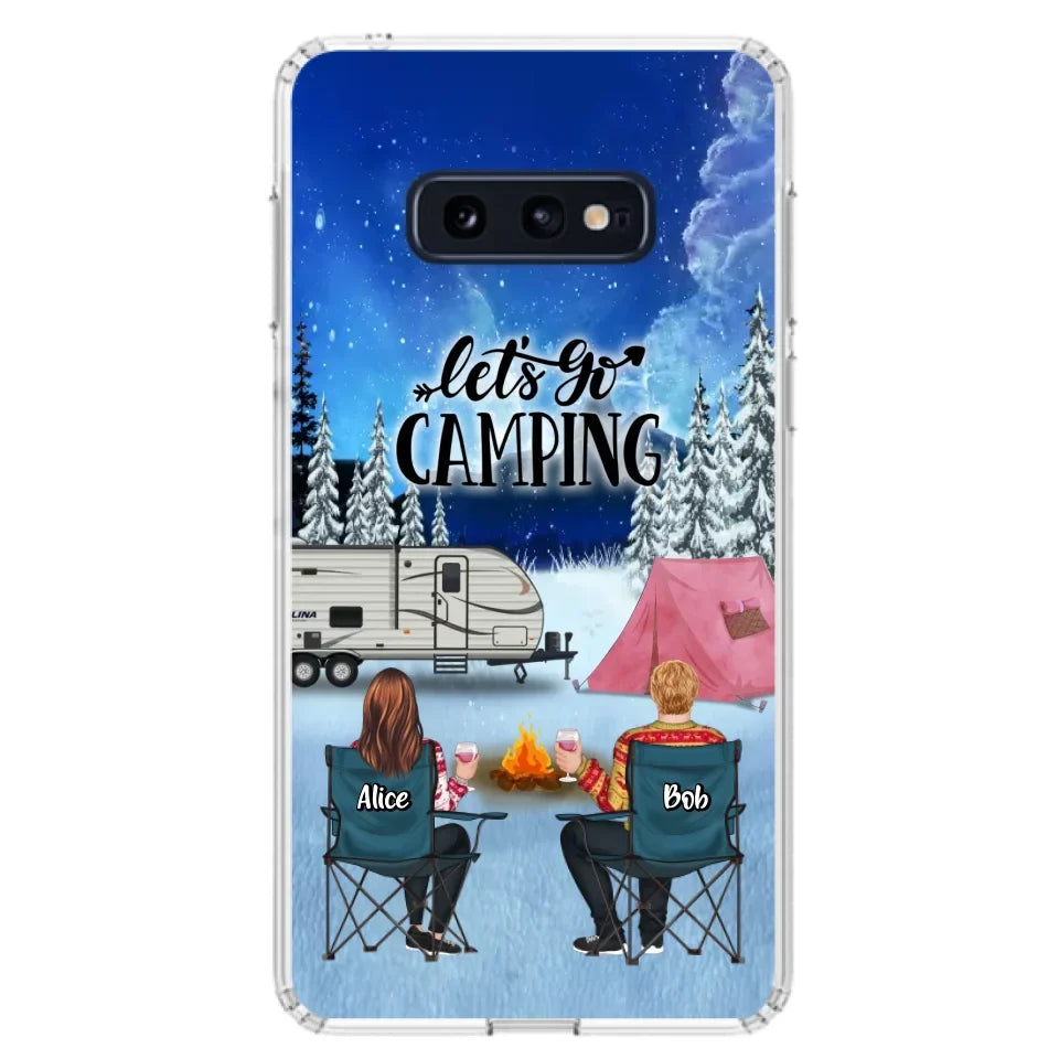 Personalized Christmas Camping Phone Case - Christmas Gift For Family/Couple/Camping Lover - Up to 2 Kids and 3 Pets - Let's Go Camping - Case For iPhone And Samsung