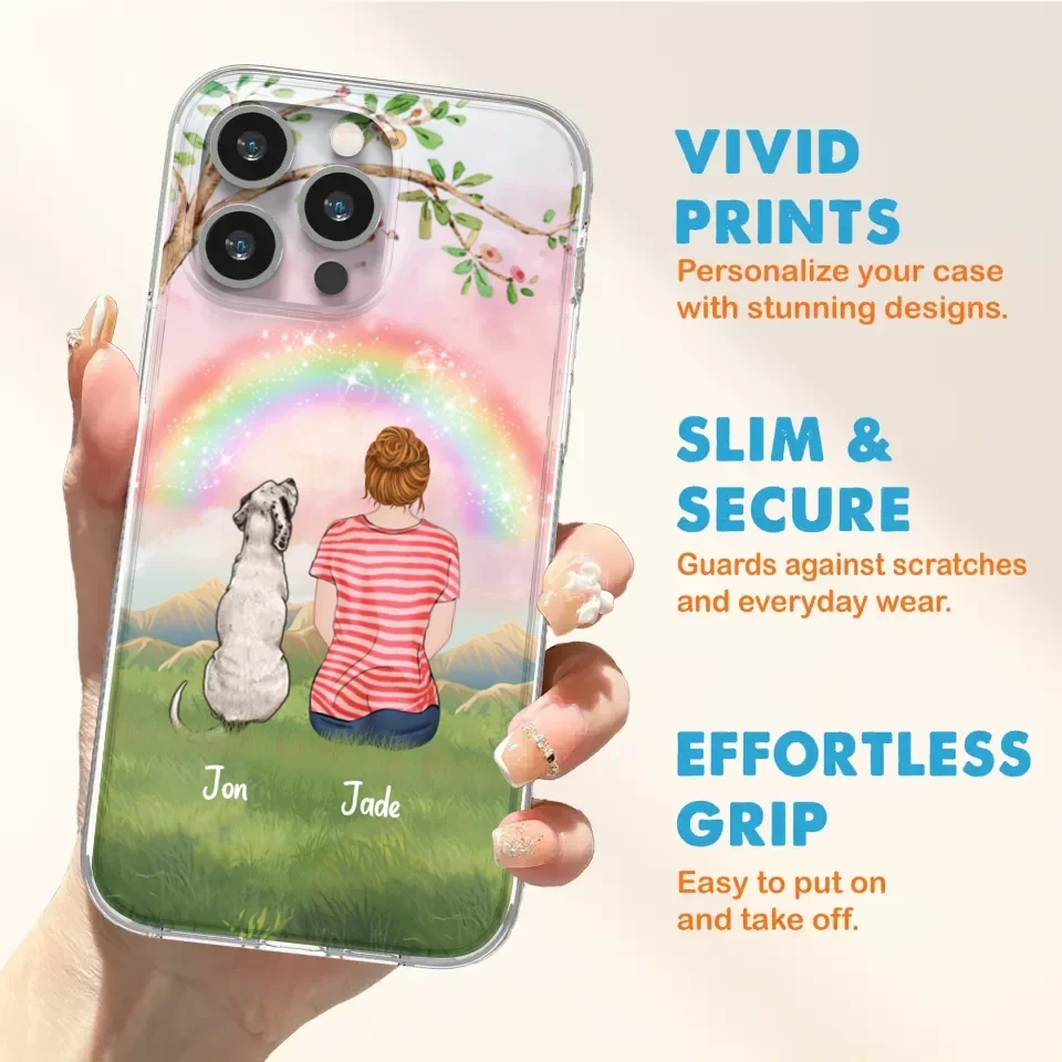 Custom Personalized Dog Mom/Dog Dad Phone Case - Man/Woman/Couple With Upto 4 Dogs - Best Gift Idea For Dog Lovers - Case For iPhone, Samsung and Xiaomi
