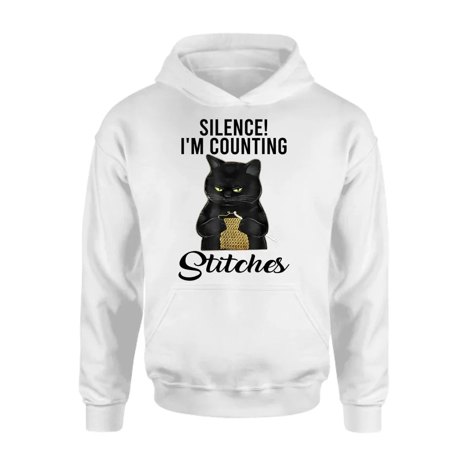 Personalized Cat T-shirt/Long Sleeve/Sweatshirt/Hoodie - Gift Idea For Knitting Lover - Silence I'm Counting Stitches
