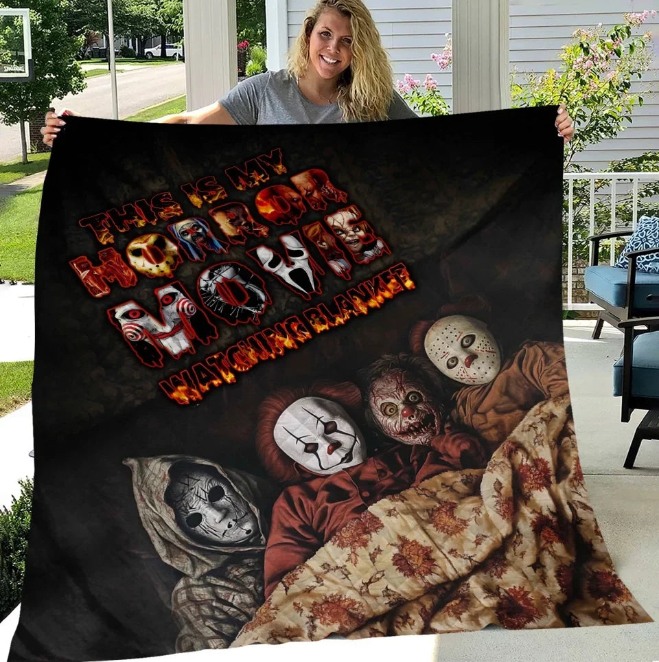 Personalized Halloween Quilt/Fleece Throw Blanket - Gift Idea For Halloween - This is My Horror Movie Watching Blanket