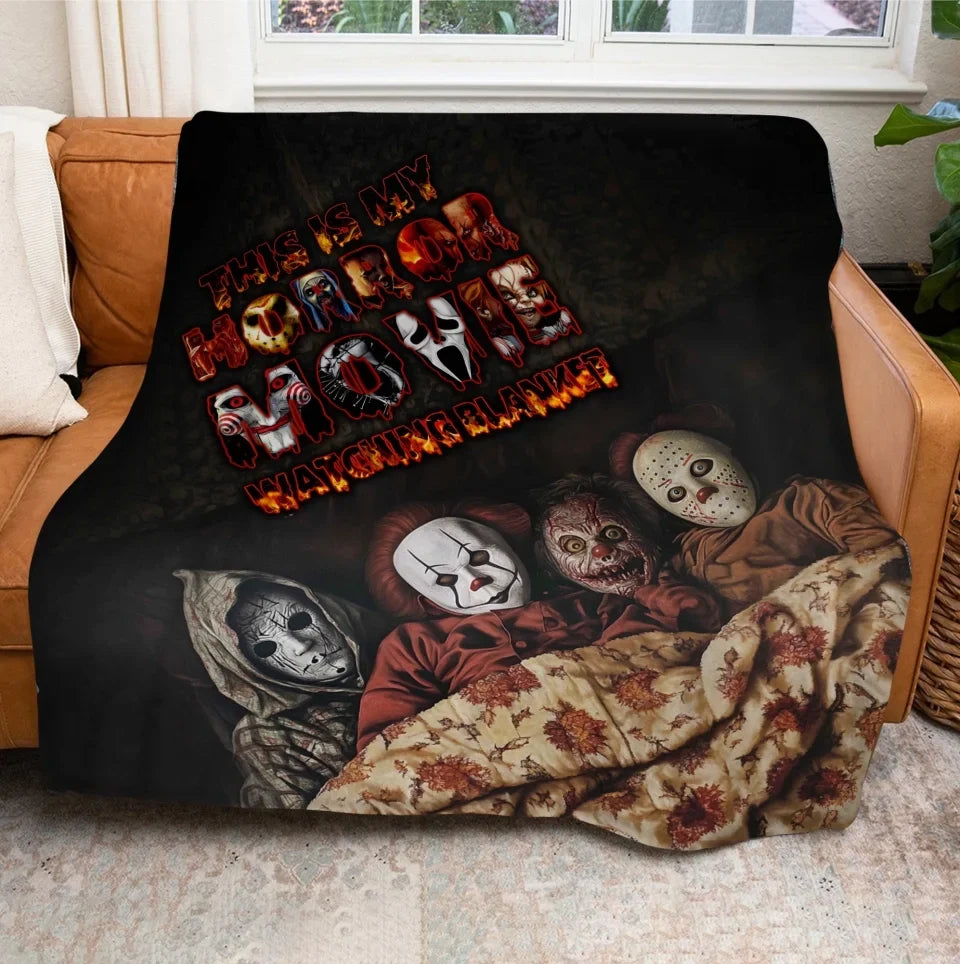 Personalized Halloween Quilt/Fleece Throw Blanket - Gift Idea For Halloween - This is My Horror Movie Watching Blanket
