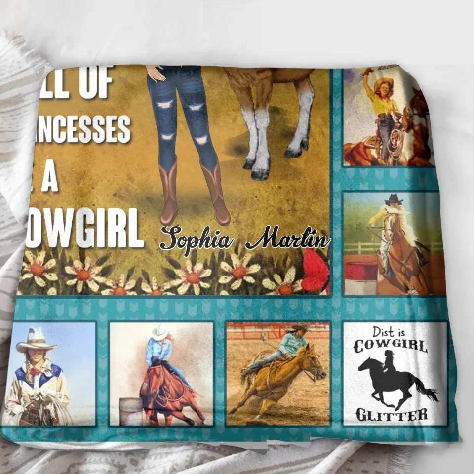 Personalized Horse Girl Quilt/Fleece Throw Blanket - Gift Idea For Girl/Horse Lovers - In A World Full Of Princesses Be A Cowgirl