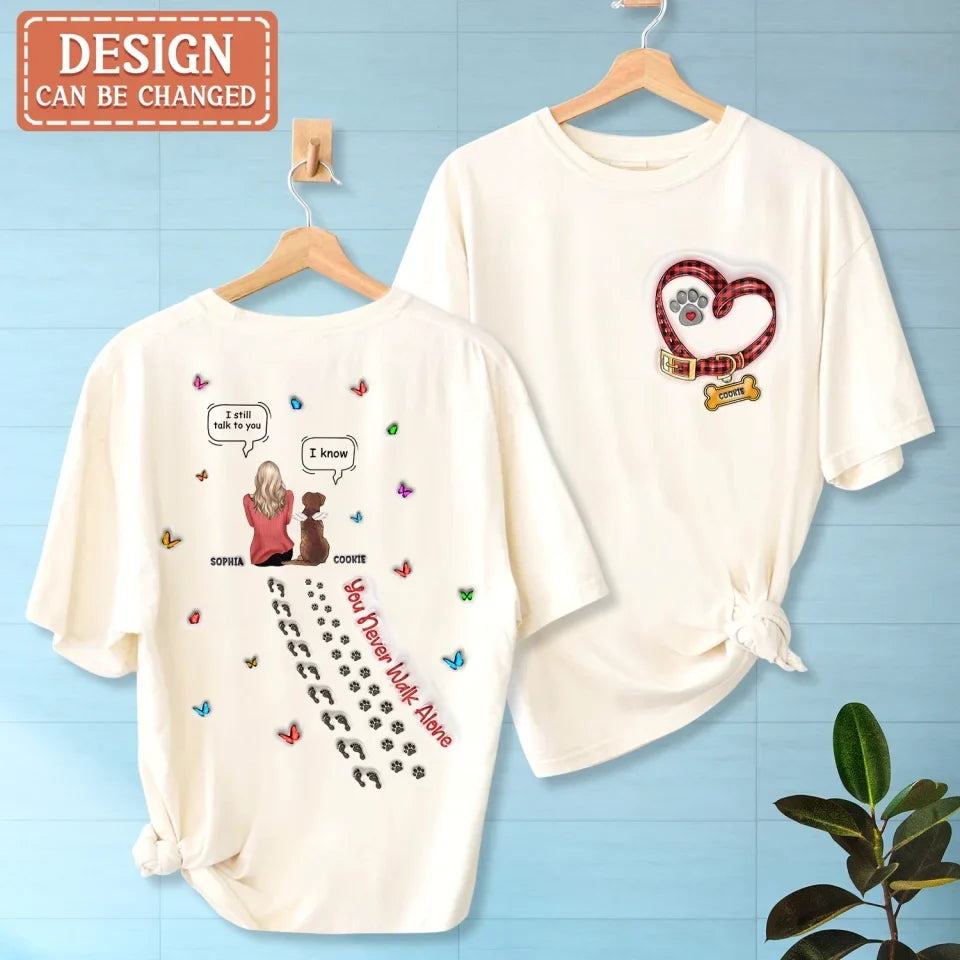 Personalized Memorial Dog AOP T-shirt - Memorial Gift For Dog Lover - You Never Walk Alone
