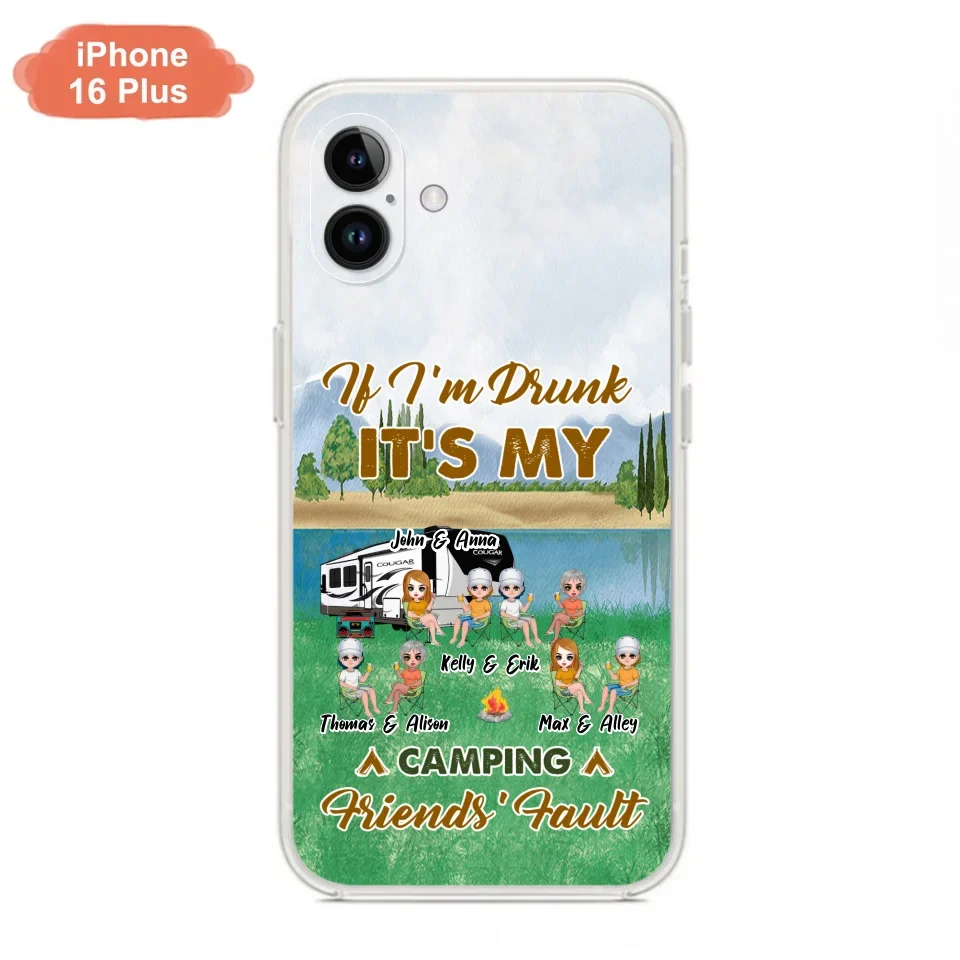 Custom Personalized Camping Friends Phone Case - Upto 8 People - Gift Idea For Camping Lover - Case For iPhone And Samsung