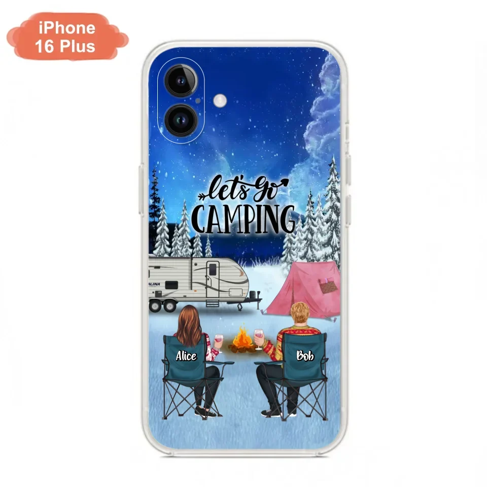 Personalized Christmas Camping Phone Case - Christmas Gift For Family/Couple/Camping Lover - Up to 2 Kids and 3 Pets - Let's Go Camping - Case For iPhone And Samsung