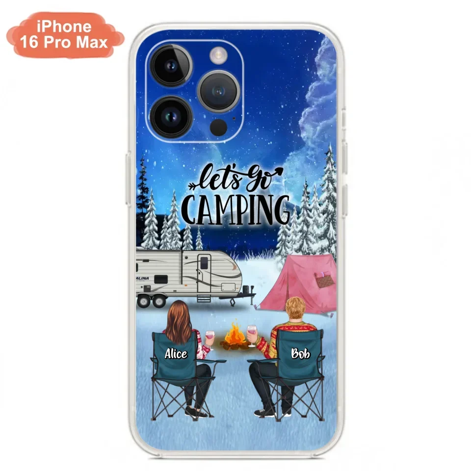 Personalized Christmas Camping Phone Case - Christmas Gift For Family/Couple/Camping Lover - Up to 2 Kids and 3 Pets - Let's Go Camping - Case For iPhone And Samsung