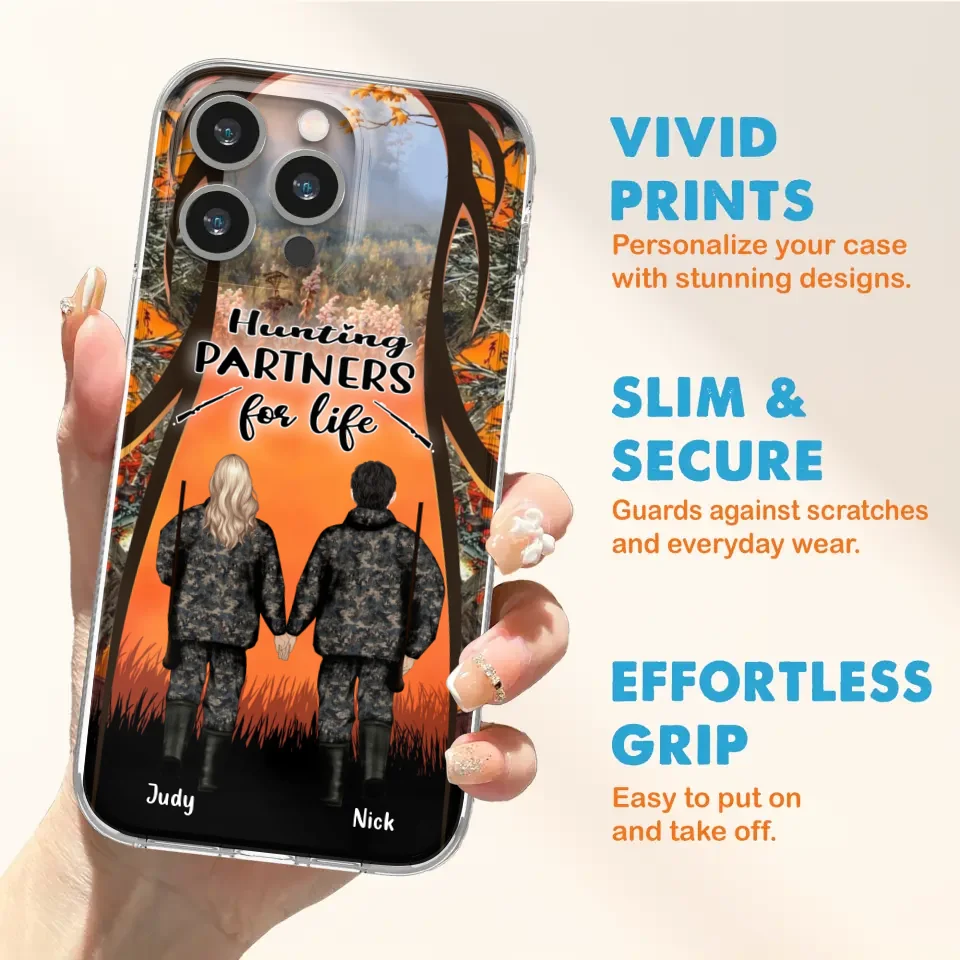 Custom Personalized Hunting Phone Case - Gift Idea For Couple/Hunting Lovers - Hunting Partners For Life - Case for iPhone/Samsung
