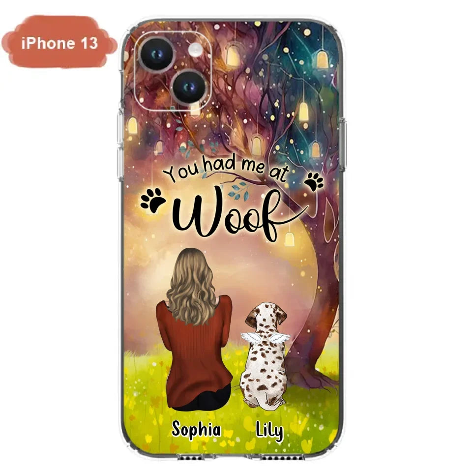 Custom Personalized Memorial Dog Mom Phone Case - Upto 3 Dogs - Memorial Gift Idea for Dog Lovers - You Had Me At Woof