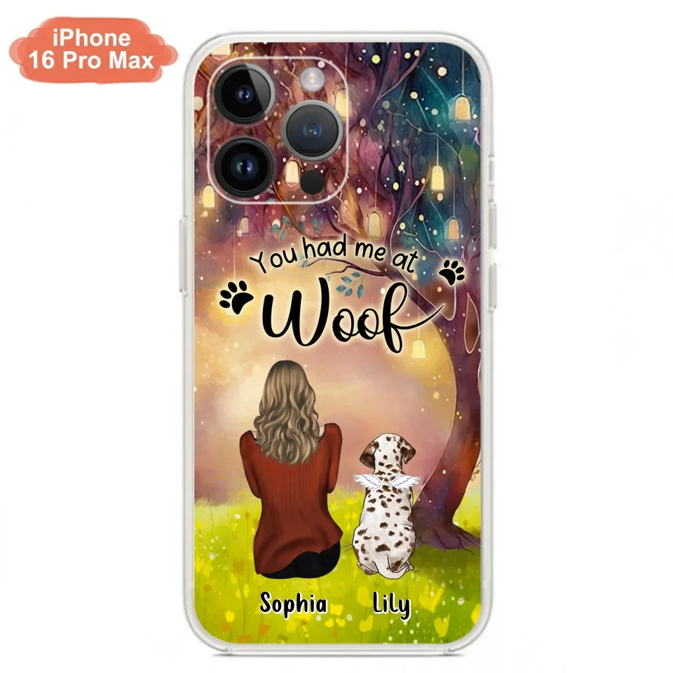 Custom Personalized Memorial Dog Mom Phone Case - Upto 3 Dogs - Memorial Gift Idea for Dog Lovers - You Had Me At Woof