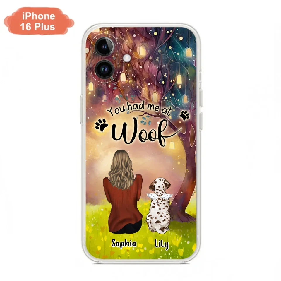 Custom Personalized Memorial Dog Mom Phone Case - Upto 3 Dogs - Memorial Gift Idea for Dog Lovers - You Had Me At Woof