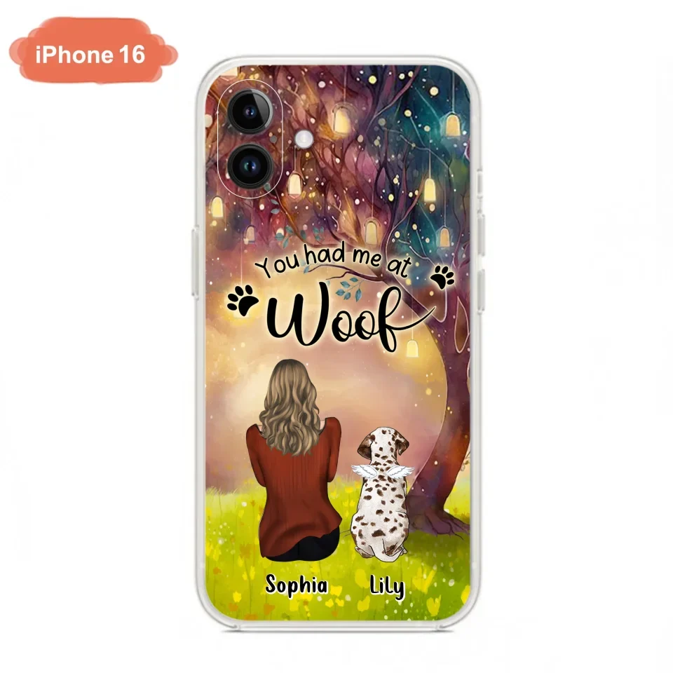 Custom Personalized Memorial Dog Mom Phone Case - Upto 3 Dogs - Memorial Gift Idea for Dog Lovers - You Had Me At Woof