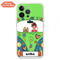 Personalized Hippie Girl Phone Case - Girl with up to 3 Pets - Case for iPhone, Samsung and Xiaomi
