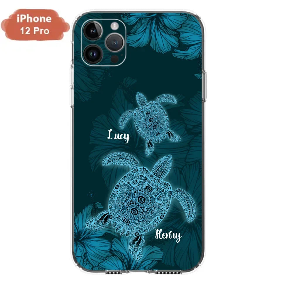Custom Personalized Turtle Phone Case - Upto 6 Turtles - Case For iPhone, Samsung and Xiaomi