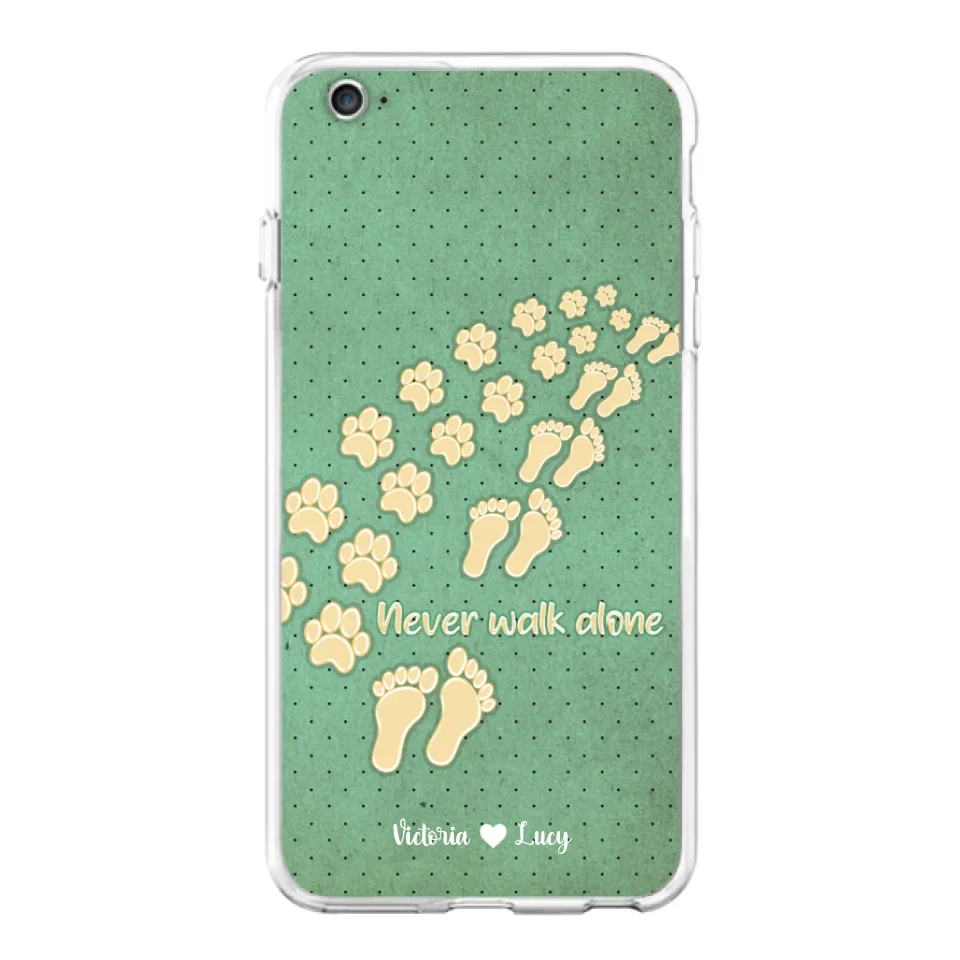 Personalized Dogs's Paws Phone Case - Best Gift Idea For Dog Lovers With Up to 3 Dogs's Paws - Never Walk ALone - Case For iPhone, Samsung And Xiaomi