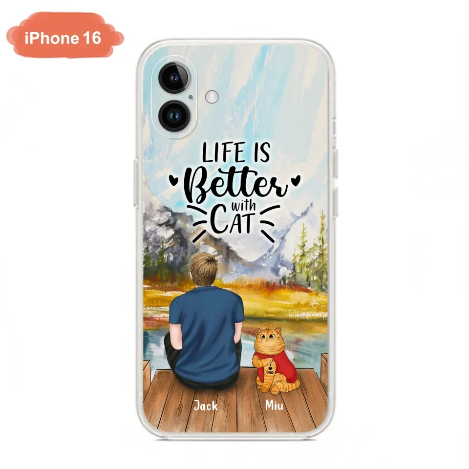 Custom Personalized Cat Dad Phone Case - Gifts For Cat Lovers With Upto 3 Cats - Best Cat Dad Ever - I Love Dad - Case For iPhone, Samsung And Xiaomi