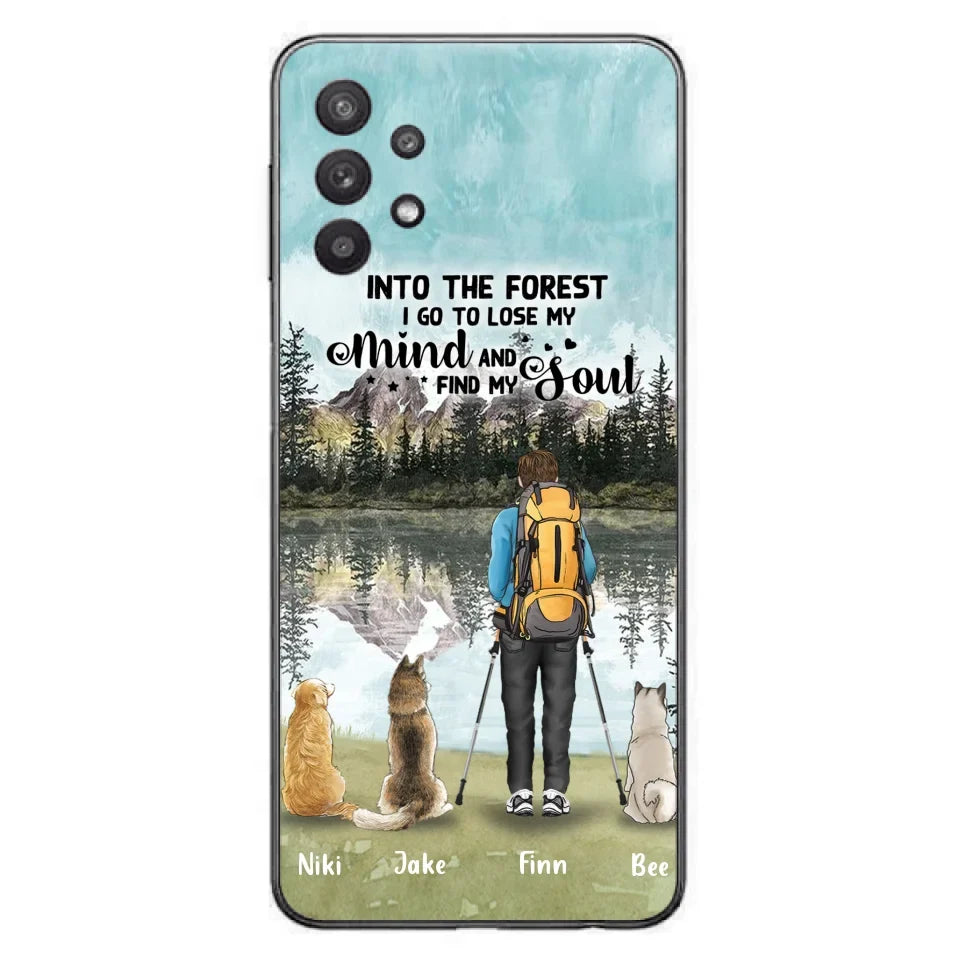 Personalized Solo Hiking With Dogs Phone Case - Woman/Man With Up to 3 Pets - Case For iPhone and Samsung - Q67GXN