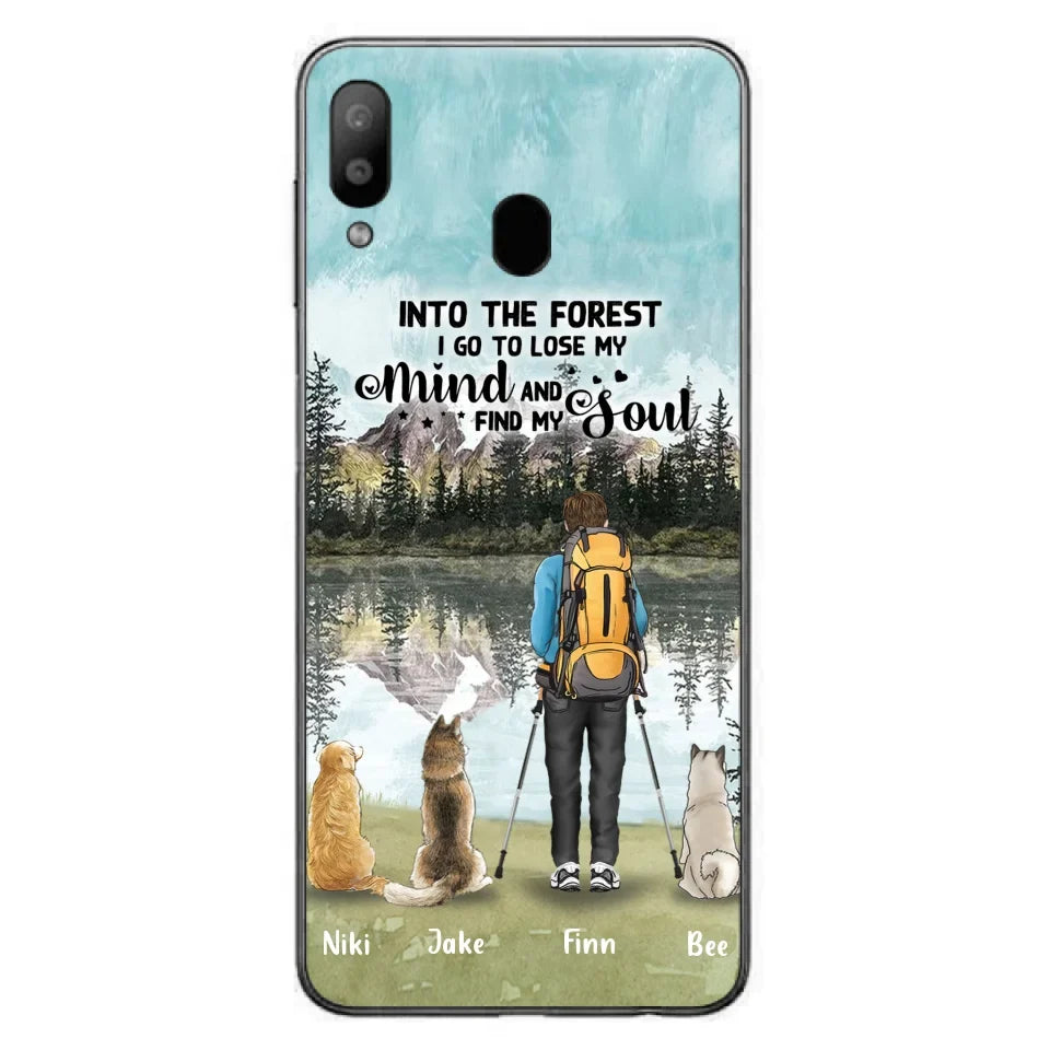 Personalized Solo Hiking With Dogs Phone Case - Woman/Man With Up to 3 Pets - Case For iPhone and Samsung - Q67GXN