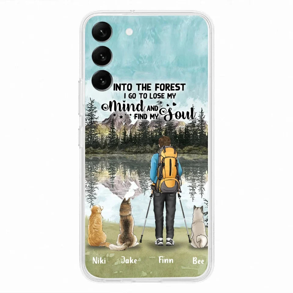 Personalized Solo Hiking With Dogs Phone Case - Woman/Man With Up to 3 Pets - Case For iPhone and Samsung - Q67GXN