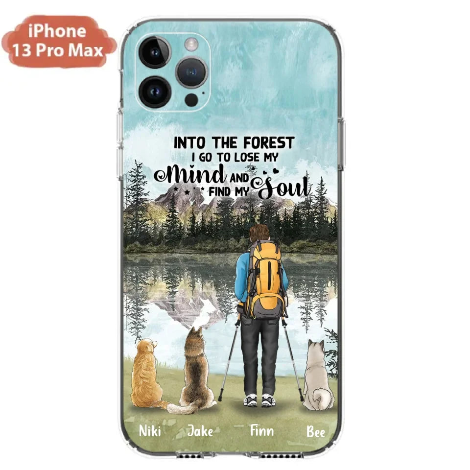Personalized Solo Hiking With Dogs Phone Case - Woman/Man With Up to 3 Pets - Case For iPhone and Samsung - Q67GXN