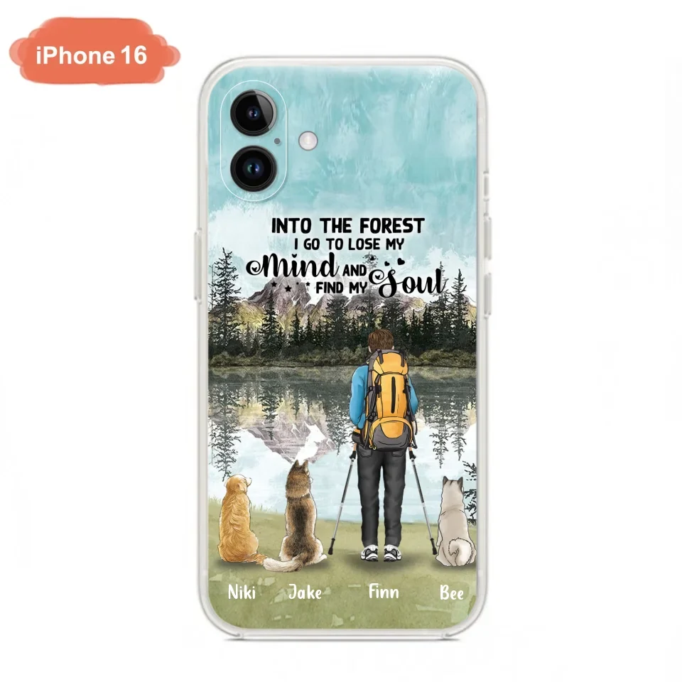 Personalized Solo Hiking With Dogs Phone Case - Woman/Man With Up to 3 Pets - Case For iPhone and Samsung - Q67GXN