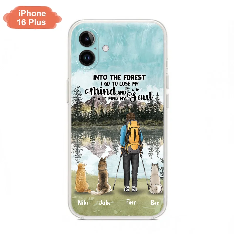 Personalized Solo Hiking With Dogs Phone Case - Woman/Man With Up to 3 Pets - Case For iPhone and Samsung - Q67GXN