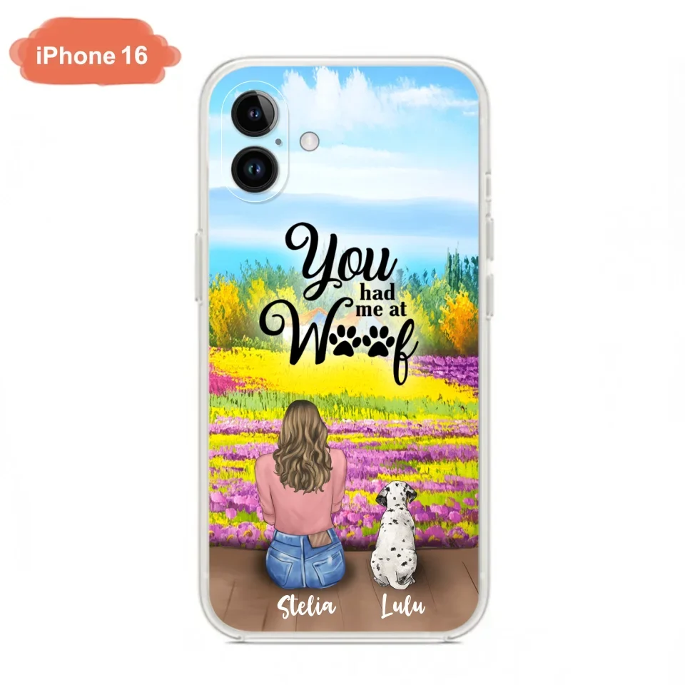 Custom Personalized Dog Mom With Flowers Background Phone Case - Gifts For Dog Lovers With Upto 4 Dogs - You Had Me At Woof - Case For iPhone, Samsung And Xiaomi - L4E2ZU