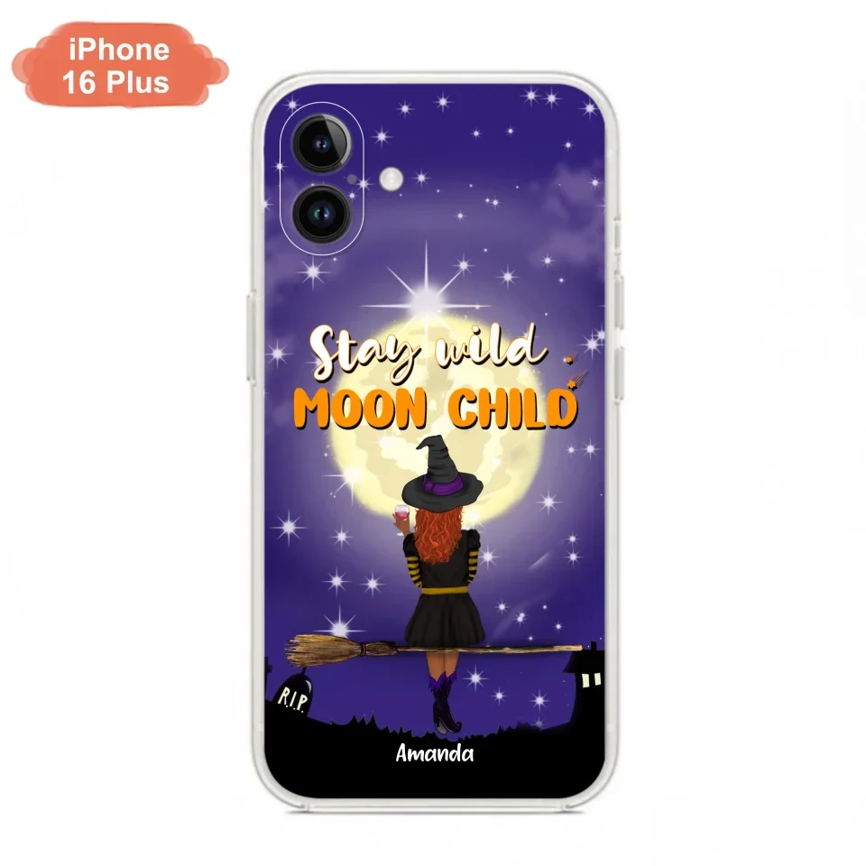 Custom Personalized Witchy Phone Case - Up to 3 Pets- Stay Wild Moon Child - Phone Case For iPhone, Samsung - OCEL9Z