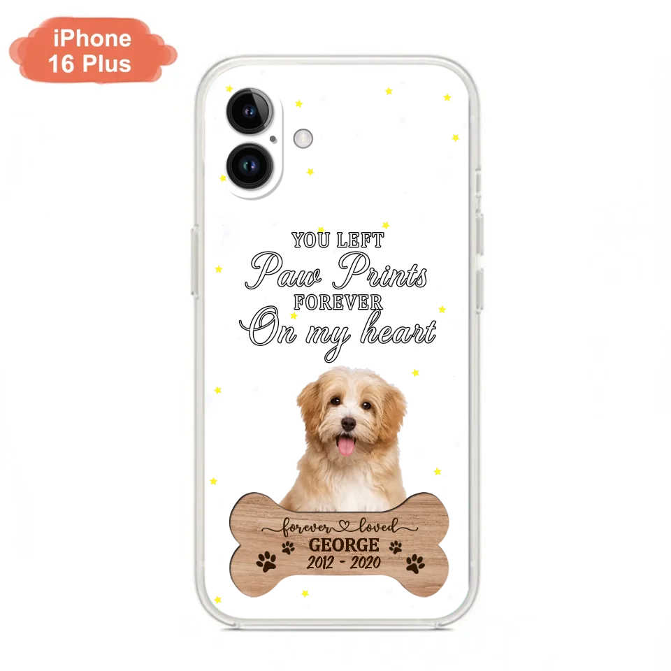 Custom Personalized Memorial Phone Case - Upload Photo - Memorial Gift Idea For Pet Lover - You Left Paw Prints Forever On My Heart