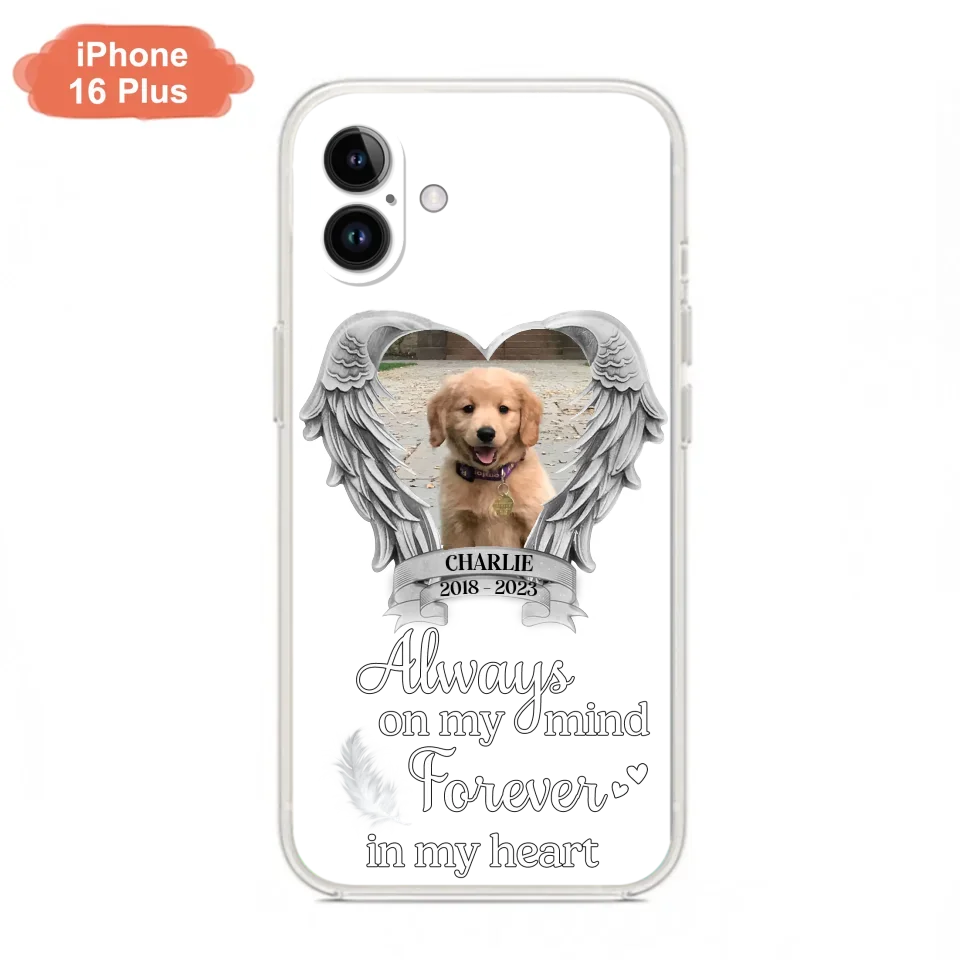Personalized Memorial Phone Case - Upload Photo - Memorial Gift Idea For Pet Lover - Always On My Mind Forever In My Heart - Case For iPhone/Samsung