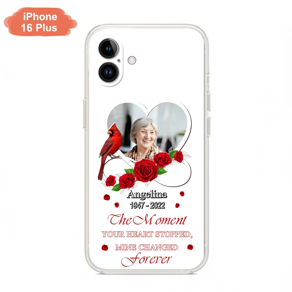 Custom Personalized Memorial Phone Case - Upload Photo - Memorial Gift Idea For Family Member - The Moment Your Heart Stopped Mine Changed Forever - Case For iPhone/Samsung