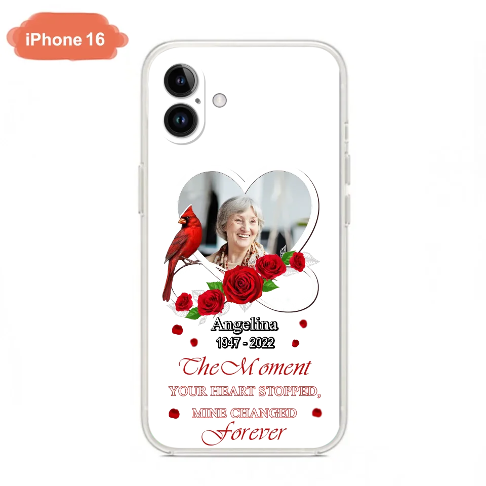 Custom Personalized Memorial Phone Case - Upload Photo - Memorial Gift Idea For Family Member - The Moment Your Heart Stopped Mine Changed Forever - Case For iPhone/Samsung