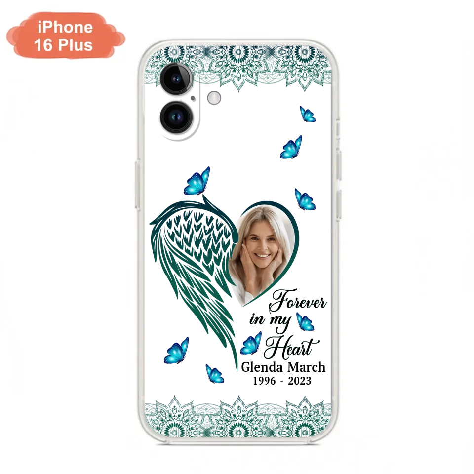 Custom Personalized Memorial Wing Heart Phone Case - Memorial Gift Idea For Family - Case For iPhone/Samsung - Forever In My Heart