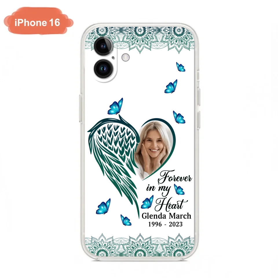 Custom Personalized Memorial Wing Heart Phone Case - Memorial Gift Idea For Family - Case For iPhone/Samsung - Forever In My Heart