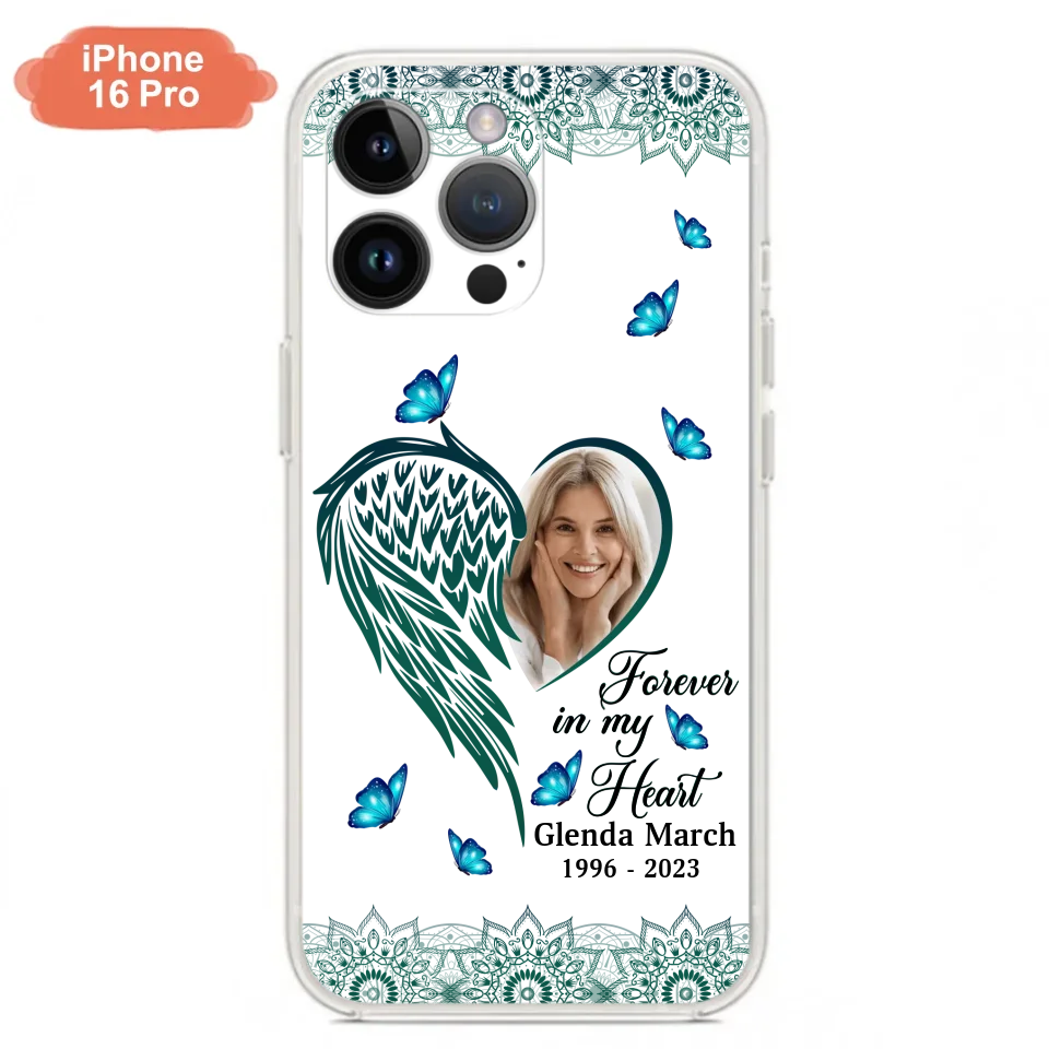 Custom Personalized Memorial Wing Heart Phone Case - Memorial Gift Idea For Family - Case For iPhone/Samsung - Forever In My Heart