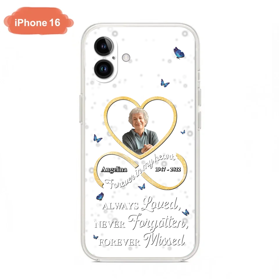 Custom Personalized Memorial Wing Heart Phone Case - Memorial Gift Idea For Family - Case For iPhone/Samsung - Always Loved Never Forgotten Forever Missed